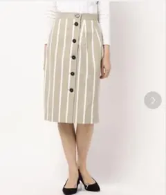 美品⭐︎Iラインストライプスカート　タイトスカート　カーキ　ROPE PICNIC