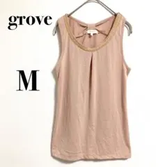 【 grove グローブ 】M タンクトップ ノースリーブ リボン キラキラのサムネイル