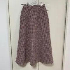 エヘカソポ 赤チェック ロングスカート 後ろゴム レッドのサムネイル