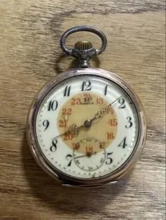 【希少・稼働品】オメガ OMEGA アンティーク懐中時計 24時間赤文字ダイヤルのサムネイル