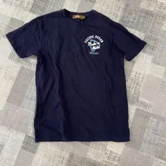 ハワイTシャツ　刺繍 アロハ　ネイビー　大きめ