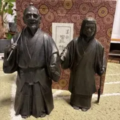 2【証付】高村条正 作 高砂 置物 尉と姥 縁起物 夫婦円満 長寿 骨董美術