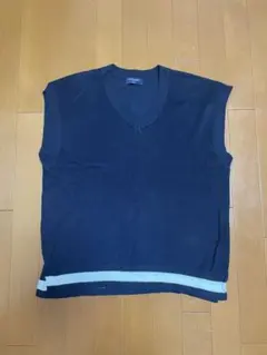 BACK NUMBER ネイビー Vネック 半袖ベスト M