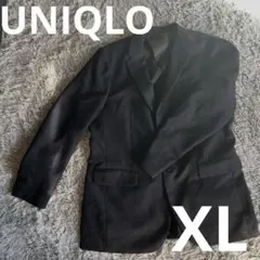 【美品】ユニクロ メンズ ウールブレンドジャケット　ネイビー　XL