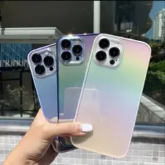☆オーロラケース☆iPhone13ケース ホログラム サイドカラー マルチ