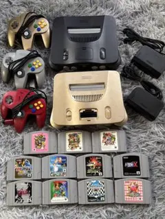 【希少ゴールド】NINTENDO 64 本体2台セット＋人気ソフト11本＋α