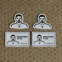 サッカー日本代表 3COINS 選手イラスト ステッカー 長友佑都 4枚セット