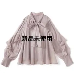 GRL ボウタイオーガンジーフリルブラウス ピンク S