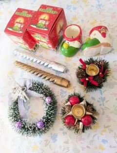 【7点セット】クリスマス用品 キャンドルセット ろうそくセット クリスマスリース