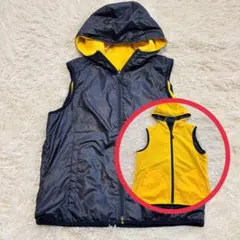 良品✨ユニクロ リバーシブルベスト フリース フルジップ フード付き 防寒