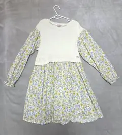 petit main 春向け 花柄七分袖ワンピース