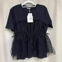 辻希美　アンジュシャルム　フリルTシャツ　切り替え　半袖
