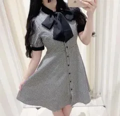 evelyn AnMILLE バイカラーリボンOP ワンピース ギンガムチェックのサムネイル