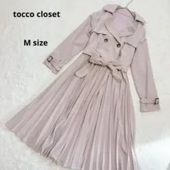 tocco closet 配色ライン入りプリーツ切替トレンチコート　M ピンクのサムネイル