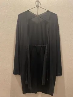 【index】ブラック長袖ロングカーディガン