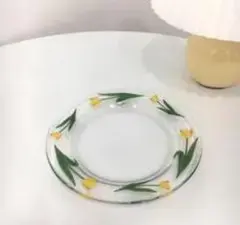 花柄の透明ガラス皿