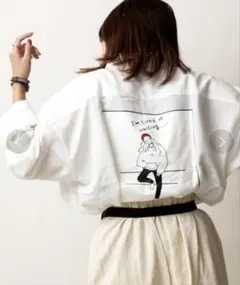 チャオパニックオーバーサイズシャツ イラスト付き ホワイト