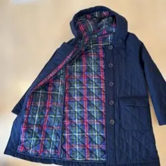 ネイビー キルティングジャケット フード付き,ロングコート