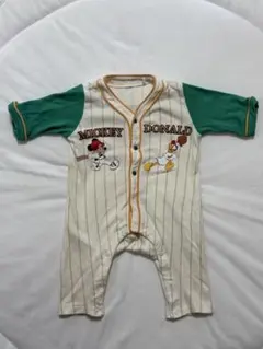 ディズニー ミッキー ドナルド ベースボール風ロンパース 60 70カバーオール