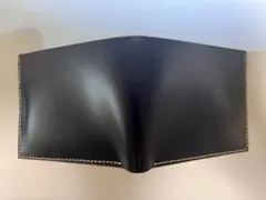 ハンドメイド コードバン財布 ブラック　ヌメ革内装