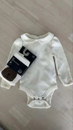 GAP 襟付きボディースーツ(0-3month)・くまさんタイツセット(新品)