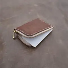 ミニミニラウンドウォレット 栃木サドルレザー 総手縫いハンドメイド