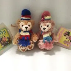 ハ*ジ様 ダッフィー　シェリーメイ　ぬいぐるみ　マスコット　マフラー　ニット帽