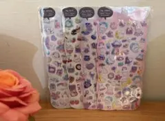 【海外製】ノーブランド ラメ入りぷくぷくシール 3D立体シール4枚セット