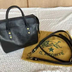 tio様専用　IL BISONTE 黒 レザー ミニボストンショルダーバッグ