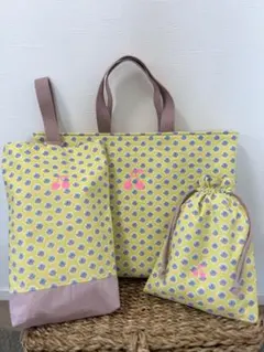 入園・入学3点セット◎プロヴァンスの花柄/さくらんぼ
