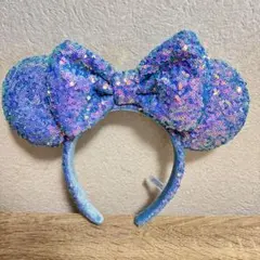 ディズニー Disneyミニー耳カチューシャ スパンコール 水色