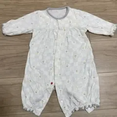 綿100% 長袖ロンパース 50-70cm 水玉模様