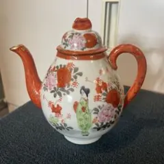 九谷焼，水注，茶器，古董品，明治期、赤绘。茶道具