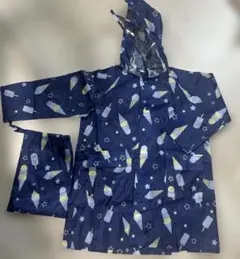 【美品】レインコート100 合羽　カッパ　アイスクリーム柄　西松屋　男の子女の子