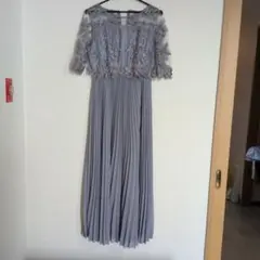 ライトブルー レース付き パーティードレス Mサイズ