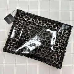 レオパード柄 PVCポーチ2点セット クリア ブラック 大小 ヒョウ柄