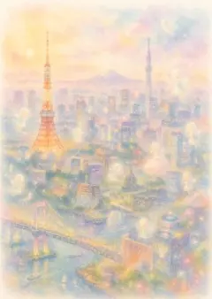 【3枚で1200円】☆東京の夜景と天使 アートポスター