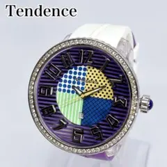 新品電池 Tendence テンデンス 腕時計 パープル メンズ スワロフスキー 