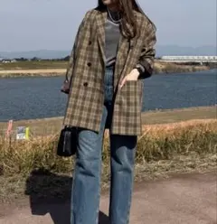 Discoat チェック柄 テーラードジャケット