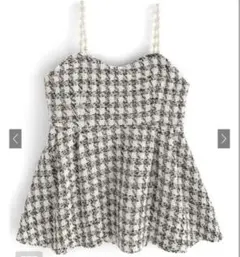 GRL ラメ入りツイードパールストラップペプラムビスチェ[tu887]