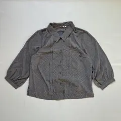 vintage ブラウスシャツ　総柄　短丈　カジュアル　昭和レトロ　森ガール