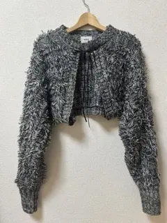 ボレロ クロップド カーディガン 黒と白のミックス