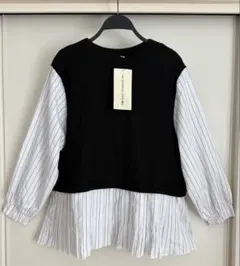 しまむら HK WORKS LONDON 重ね着風 長袖 ストライプ LLサイズ