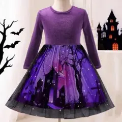 ハロウィン キッズ ドレス ワンピース ベルベット 背中開き リボン 412