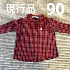 90cm ファミリア　赤チェック　ブラウス　シャツ　familiar 現行品