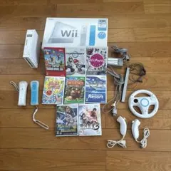 【動作確認済/箱あり】任天堂 Wii 本体&ソフト8本&周辺機器セット
