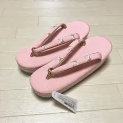 《未使用タグ付き》草履　厚底　正縮緬　ちりめん　刺繍　鶴　Lサイズ