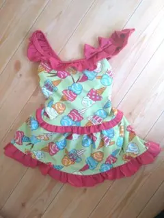 FOKIDSアイスクリーム柄黄緑 水着 90cm