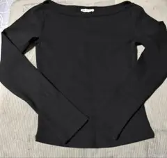 【未使用】ZARA オフショルダー 長袖カットソー ブラック Lのサムネイル