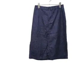 1018【デニムスカート】 ミモレ丈　両サイドスリット入　台形　綿100%